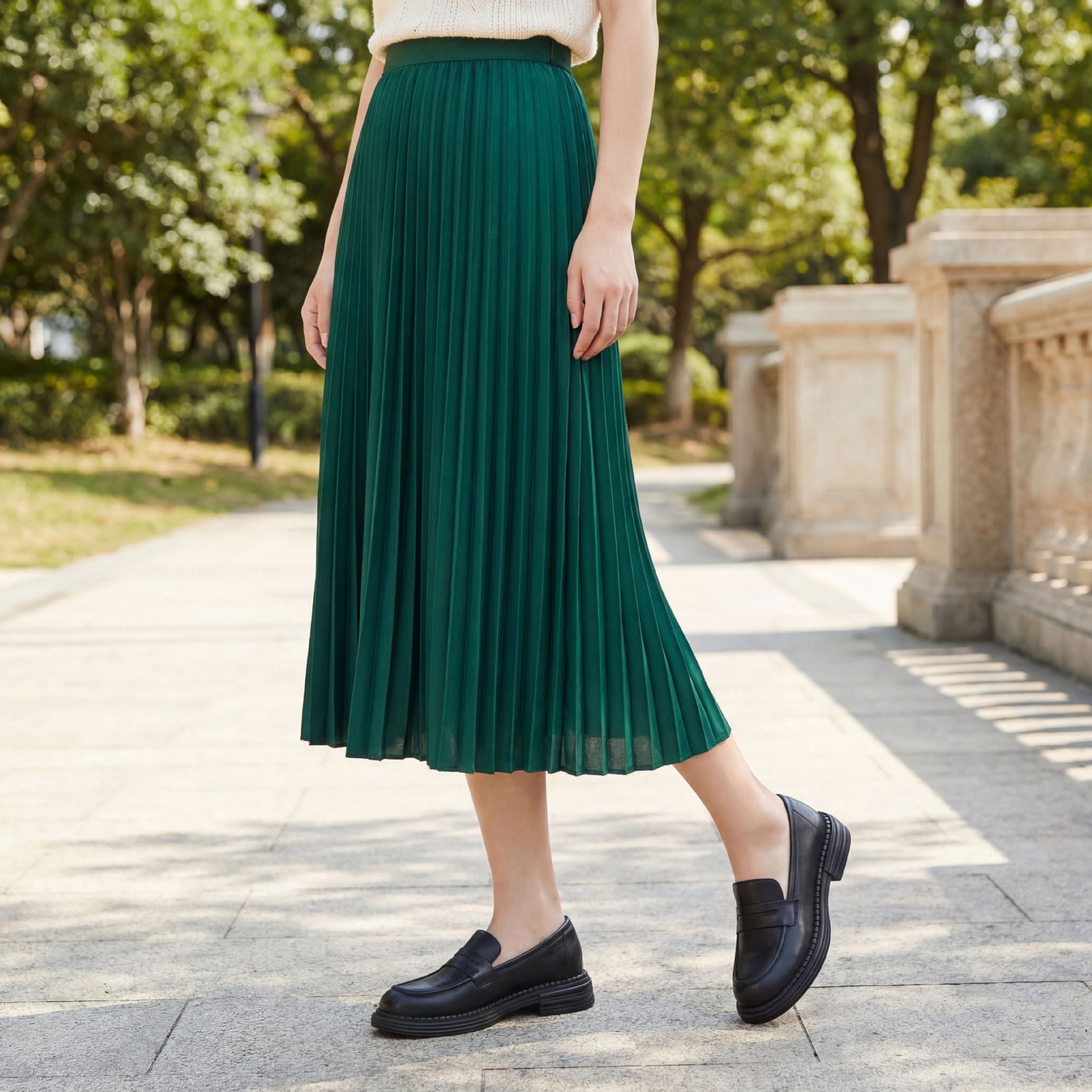 British-style Round-toe Chunky-heel Professional All-match Full-grain Leather Shoes