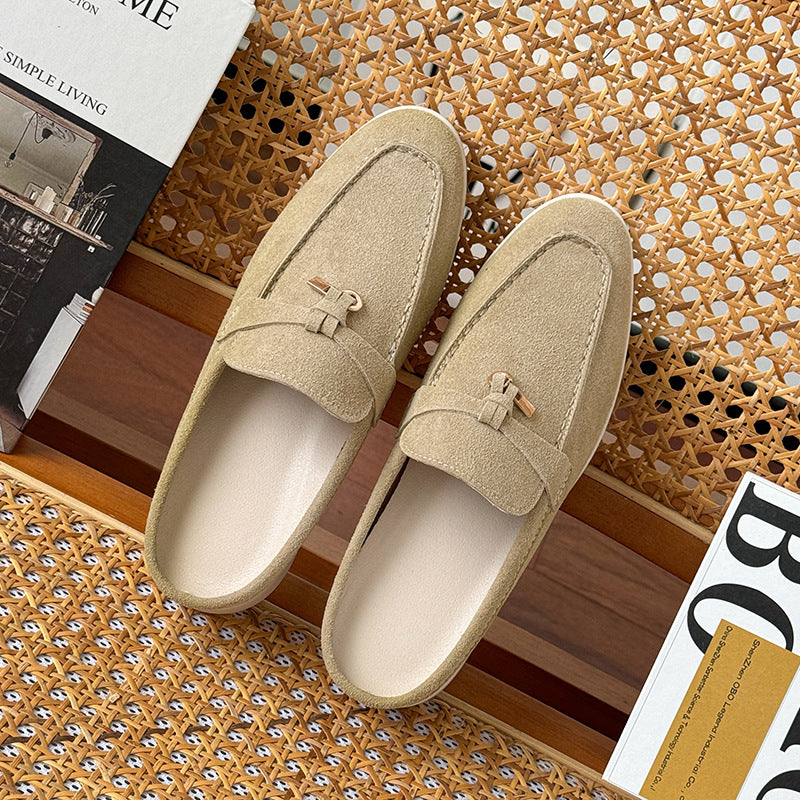 Tasseled Hidden-Heel Closed-Toe Half Slippers For Women