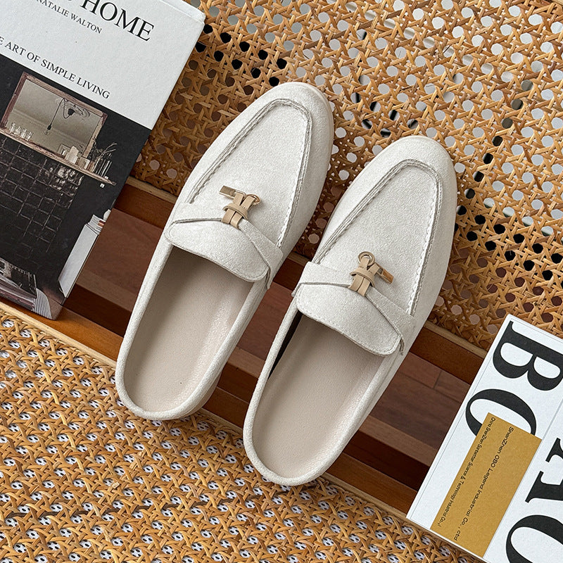 Tasseled Hidden-Heel Closed-Toe Half Slippers For Women