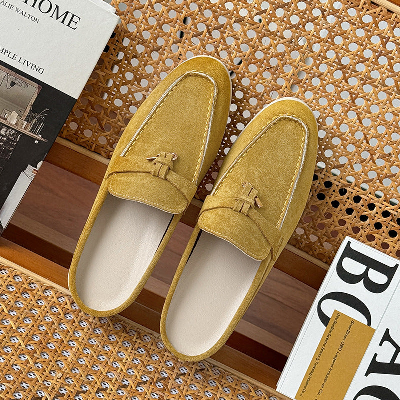 Tasseled Hidden-Heel Closed-Toe Half Slippers For Women