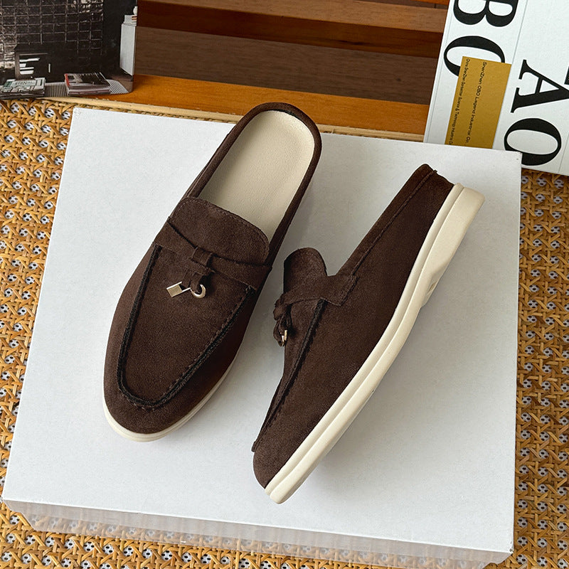 Tasseled Hidden-Heel Closed-Toe Half Slippers For Women